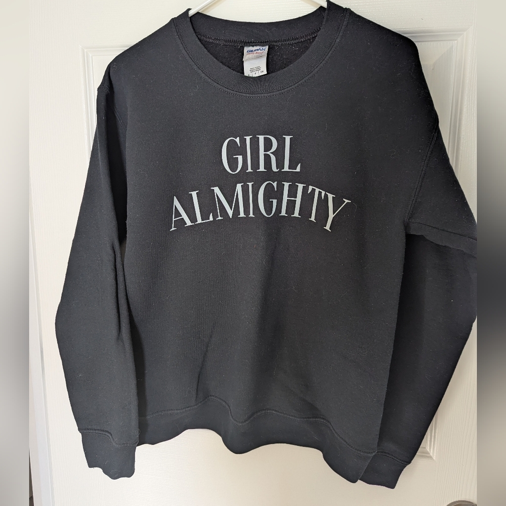 Size SMALL Custom Printed GIRL ALMIGHTY CREW NECK